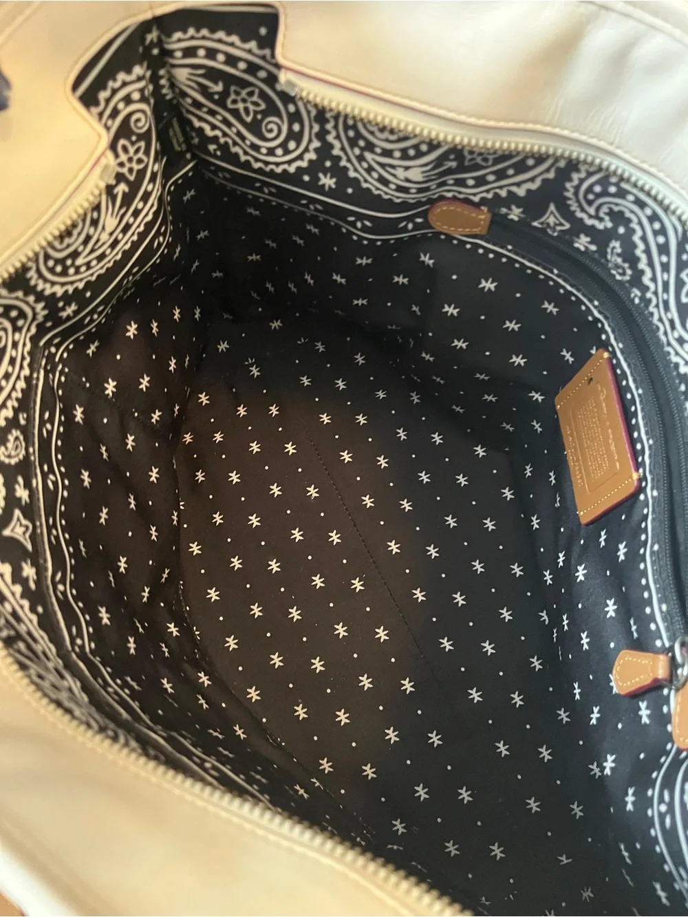 Coach White Leather Mickey Mouse Tote with Red Accent